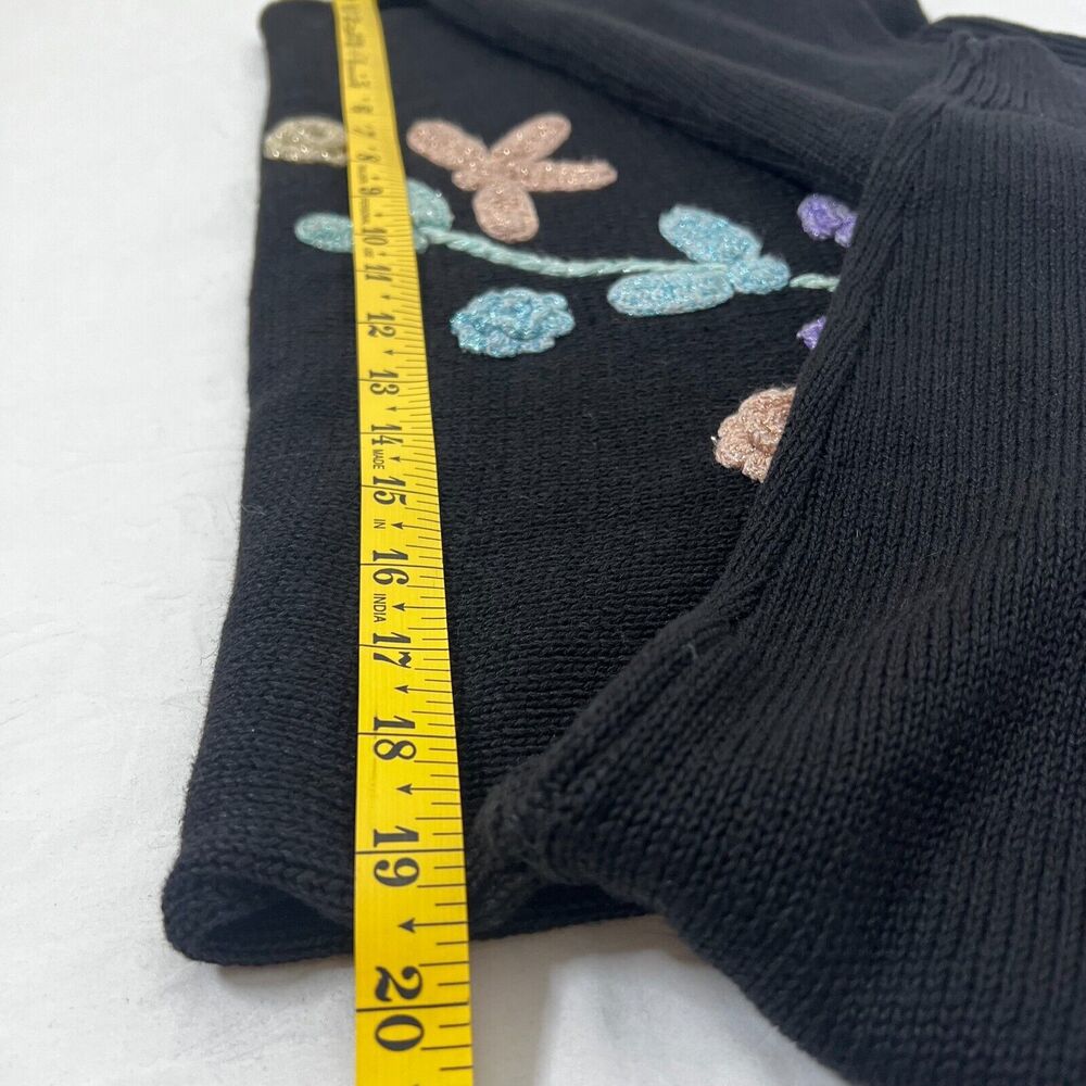 Gitano Women Knit Sweater M Vtg Cotton Pullover Floral Embroidery Whimsigoth 90s - Picture 8 of 10